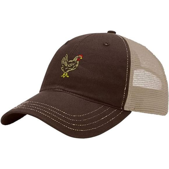 Custom Trucker Hat Richardson Chicken Outline Embroidery Animal Name Cotton - Picture 1 of 2